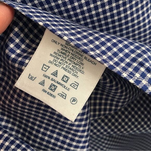 LANDS’ END No Iron Twill Short-sleeve Gingham Button Down Shirt | Size Small - Picture 3 of 6